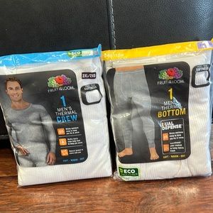 Fruit of the loom men’s thermal crew top and bottom size 2 XL bundle / set